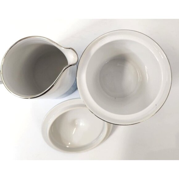 Style House Fine China Creamer and Sugar Bowl with Lid Blue Floral Pattern Damas - Picture 5 of 9